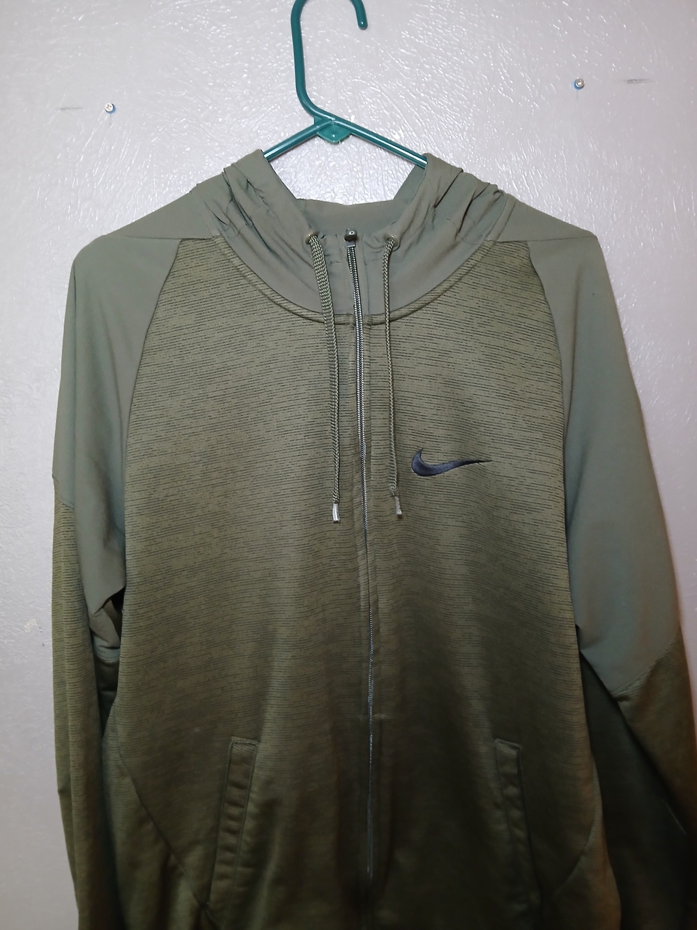 Nike Olive Green Full-Zip Performance Hoodie Jacket Large